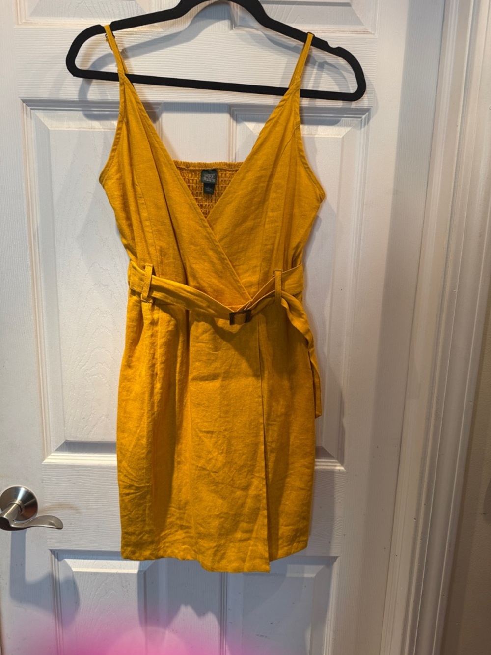 wild fable Yellow Wrap Mini Dress with Waist Tie